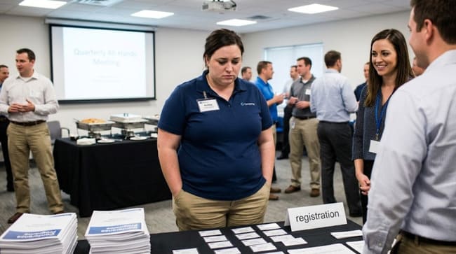 Ashley at 287 lbs, at a work event
